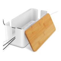 Boîte de Gestion des Câbles, Boîte de Rangement pour Cordon avec Couvercle en Bambou, Boîte Cache-câble en Fil Organiser câblage Informatique, Fils