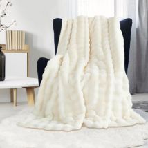 LaBlanc - Couverture en peluche pour le canapé,Couverture en fausse fourrure de lapin super douce,couvertures mignonnes pour, couvertures légères et