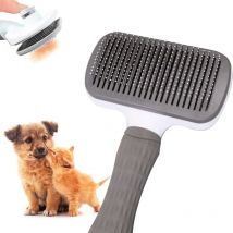 Lablanc - Dog Brush, Cat Brush, Long Hair, Self-Cleaning, Steel and Silicone Bristles, Removes Dead Hair, Ergonomic, Animal Accessories (Grey)