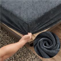 Lablanc - Drap Housse 90x200cm en Polaire Bonnet 30 cm, Gris Foncé Velours Drap Housse Enfant- Drap Housse Matelas Epais 1 Personnes, Flanelle