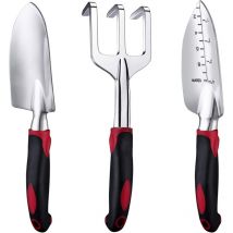 LaBlanc Garden Tools, Three-Piece Heavy Duty Cast Aluminum Garden Tools Set with Rubberized Non-Slip Handle, Durable Garden Hand Tools Garden Gifts