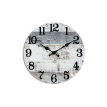 Lablanc - Horloge Horloge Murale Grise - Horloge Murale Rustique de 25 cm à Piles, Silencieuse, Horloge de Campagne Vintage pour Cuisine, Salle de