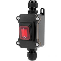 LaBlanc - Interrupteur à cordon en ligne étanche IP65 avec voyant rouge, 220V 30A, interrupteur à bascule DPST, commande marche/arrêt double position