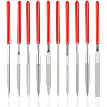 Lablanc - Jeu de 10Pcs Mini Limes a Aiguilles en Diamantée pour Manuels Modelisme Menuiserie Polissage pour Bois Bijoux Bricolage Métal (2 mm x 100