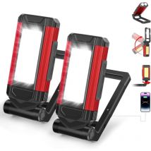 Lampe led Rechargeables 2 Pièce, Baladeuses led pour Mécaniciens avec Support Pivotant et Crochet pliant,Lampe de Poche cob avec Aimant pour Auto,