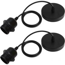 Lablanc - Lot de 2 Suspension E27 Avec Anneau à Vis, Câble Réglable 100CM, E27 Porte Lampe Suspension, Compatible Avec Abat-jour, pour Éclairage au