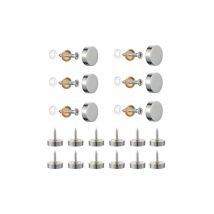 Lot de 20 vis en acier inoxydable brossé avec capuchons décoratifs pour miroirs, tables, assiettes, armoires, panneaux en verre Argenté 14 mm