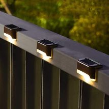 Lot de 4 lampes solaires d'extérieur à del étanches pour escaliers extérieurs, marches, clôtures, cour, terrasse et allée (blanc chaud) - Lablanc