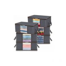 Lot de 6 Sac de Rangement Vetement 35L, Boîte de Rangement Sous lit Pliable, Housse Rangement Couette Organisateur de Placard, Fenêtre Transparente