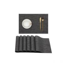 Lot de 6 sets de table noirs pour tables à manger Sets de table lavables en pvc résistant à la chaleur, 45x30cm - Lablanc