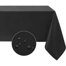 Nappe noire facile à nettoyer 137x274 cm Grande nappe résistante à l'eau et aux taches Nappe rectangulaire en polyester lavable pour fêtes de fin