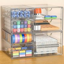 Lablanc - Organiseur de bureau en acrylique avec 7 tiroirs : 2 tiroirs, organiseur de coiffeuse transparent,organiseur de maquillage,organiseur de
