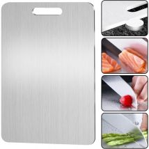 Lablanc - Planche à découper en titane - En acier inoxydable des deux côtés - Sans bpa - Pour la cuisine, la viande, le pain, les légumes, les fruits