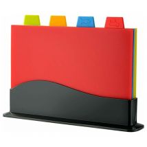 Planche à Découper - Lot de 4 planches à découper en plastique très épaisses avec code couleur et support de rangement - Facile à Accrocher Et