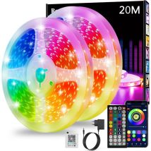 Lablanc - Ruban Led 20m,Led Chambre,Bande Led Lumineuse Contrôlé par app Bluetooth ou Télécommande 44 Touches,Synchroniser avec Rythme de Musique,RGB