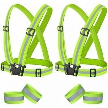 Lablanc - Safety Vest - Reflective Vests - 2 Pieces, 4 Reflective Armbands - Night Running, Walking, Cycling and Motorcycling, Adults and Children