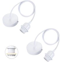 Set Aus 2 E27-pendelleuchten Mit Schraubbarem Ring, Verstellbares Textilkabel 100 Cm, Pendelleuchte Kompatibel Mit Lampenschirm, Ideale Fassung Für 