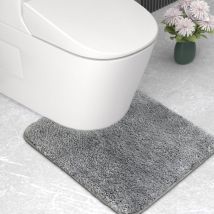 LaBlanc - Tapis de bain en microfibre, super épais, super absorbant, en forme de U, gris, 2 cm, 50 x 50 cm