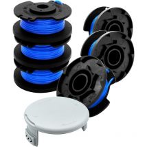 LaBlanc - Trimmer Line Spool for Ryobi One+ 18V, 24V and 40V Trimmers, 6 Trimmer Line Spools with 1 Spool Cover, Length 3.35 m, Diameter 1.65 mm