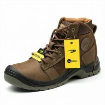 Wear-resistant breathable leather labor insurance shoes men's cross-border steel toe head construction site safety shoes ZS009 brown high 43