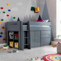 Lacy Grey Storage Mid Sleeper Bed And Pocket Mattress