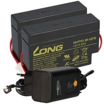 Ladegerät mit 2x Blei-Akku 12V 0,8Ah WP0.8-12 JST-Stecker