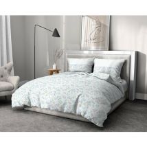 Parure de couette 3 pieces coton 57 fils bleu 240x260 cm - adonis