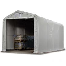 TOOLPORT Standsicheres Lagerzelt 4 x 8 m Weidezelt PVC Plane 850 N grau 100% Wasserdicht Wikinger