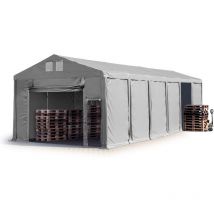 Toolport - Lagerzelt 6x12 m Zelthalle Industriezelt mit 3m Seitenhöhe pvc Plane 850 n grau 100% wasserdicht Ganzjahreszelt mit Hochziehtor