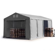 Lagerzelt 6x8 m Zelthalle Industriezelt mit 3m Seitenhöhe PVC Plane 850 N grau 100% wasserdicht Ganzjahreszelt mit Reißverschlusstor
