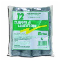 Laine d'acier GERLON – Sachet de 12 tampons – Bois et métal – Nettoyage et ponçage