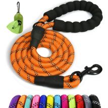 Yozhiqu - Laisse Chien Corde, Laisse pour Chien en Nylon avec Poignée Rembourrée Douce et des Fils réfléchissants, 1,5 m Laisse Forte pour Chien pour