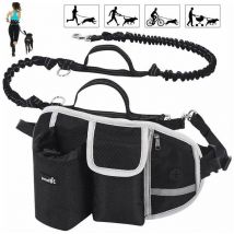 Fitags - Laisse Chien Laisse Mains Libres Chien Jusqu'à 110kg Absorption de Choc, Confortable, Couture Réfléchissante, Idéal pour Course à Pied,