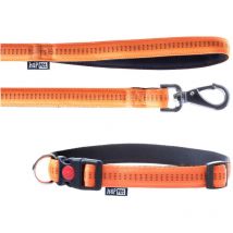 Happet - Laisse et collier Soft Style 2,5 cm taille xl (40 à 64 cm) x l. 120 cm en nylon Orange/Noir pour chien - JP44