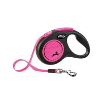Laisse sangle trixie Flexi New neon - Taille s - 5m - Rose fluo