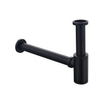 Laiton Siphon de Lavabo, Keymark Universel Syphon avec 200mm Tube d'extension, 1 1/4 x 32mm Réglable Sifon Anti Odeur Anti-fuite, Noir Mat