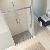 Coastline Bay Sandown 1100mm Sliding Door Shower Door Cubicle Enclosure, 750mm-1100 x 750mm Tray - Lakes