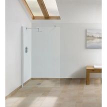Walk In Glass Wetroom Panel with Bracing Bar Shower Enclosure, 900mm-With T-Piece - Lakes