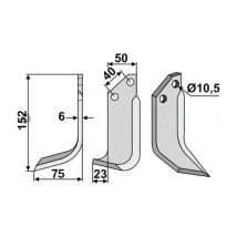 Lama Zappa Motocoltivatore Motozappa Fresa Compatibil 350-232 Grillodestra 152mm