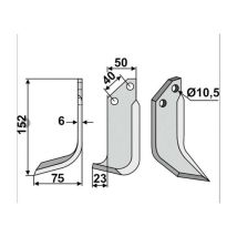 Lama Zappa Motocoltivatore Motozappa Fresa Compatibile 350-231 Grillo Sx 152mm