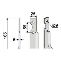 Lama Zappa Motocoltivatore Motozappa Fresa Compatibile 350-276 Grillo Sx 165mm