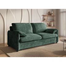 Deco In Paris - lamar - Canapé droit convertible 3 places en velours chiné vert lamar