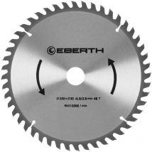 Eberth - Lame de Scie Circulaire en Acier avec Dents en Carbure pour la Coupe du Bois (Diamètre 250mm, Alésage 30mm, Épaisseur de la Lame 1.8mm,