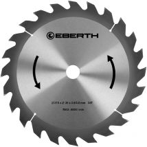Eberth - Lame de Scie Circulaire en Acier avec Dents en Carbure pour la Coupe du Bois (Diamètre 315mm, Alésage 30mm, Épaisseur de la Lame 2.0mm,