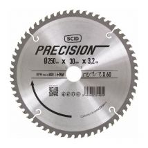 Scid - Lame pour machines stationnaires Epaisseur 3,2 mm - 60 dents - Diamètre 250 mm - Alésage 30 mm