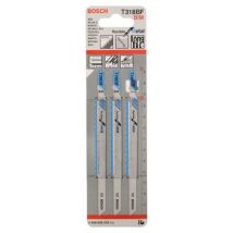 Lames de scie sauteuse BOSCH T318BF, L : 132mm, 3 pieces, pour coupe droit du metal