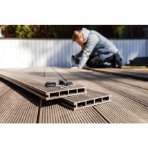 Mccover - Lame terrasse bois composite alvéolaire Prima l 220 cm / l12 cm / ep 19 mm - Coloris - Chocolat, Epaisseur - 19 mm, Largeur - 12 cm,