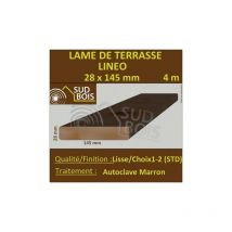 Lame Terrasse LINEO 28x145mm Douglas Autoclave Marron Lisse 4m