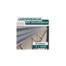 CLOTURE & JARDIN – Kit occultation composite 30 m – Hauteur 1,03 m – Grillage rigide – Gris clair