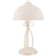 Lamkur Lighting - Lamkur Adelle Lámpara de Mesa Con Pantalla Con Pantalla de Cristal, Blanca, 1x E27